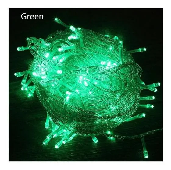 Pisca de Natal 100 Leds Verde 8 Funções 10 Metros fio transparente 127V.