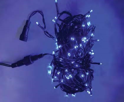 Pisca de Natal 100 Leds Azul 8 Funções fio verde conector macho e fêmea 10 Metros 220V.