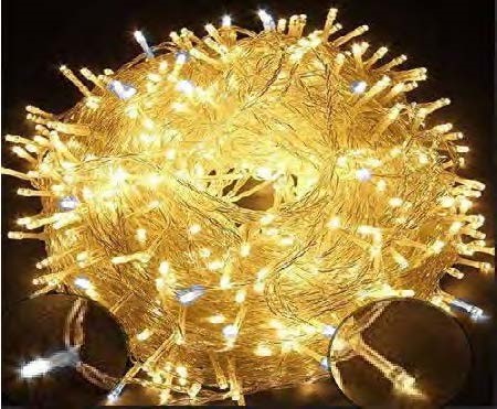 Pisca de Natal 300 Leds Branco Quente 8 Funções fio Ø1.8mm transparente com 45 flash branco IP65, conector macho e fêmea 30 Metros 220V.
