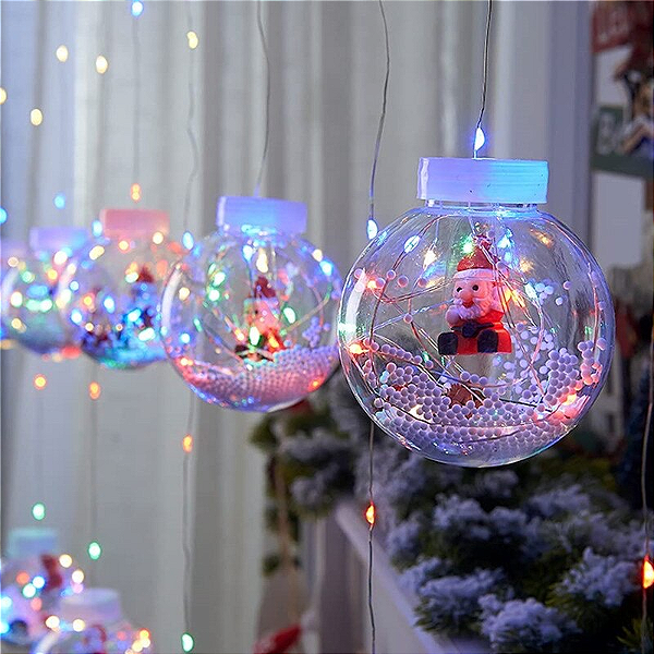 Cortina De Natal 190 LEDS Colorido fio de fada 10 bolas 8 funções 2,5m bivolt.