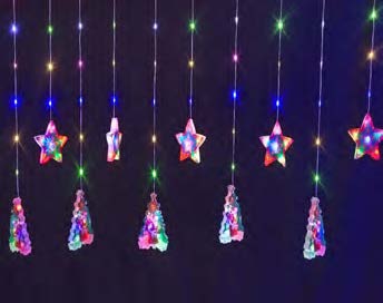 Cascata com 110 LEDs 9 Colorido e 9 branco quente Árvore com estrela transparente 2,5 metros bivolt.