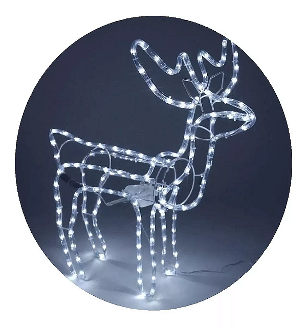 Armação Rena macho grande LED Branco frio com movimento 127V IP44 uso externo.