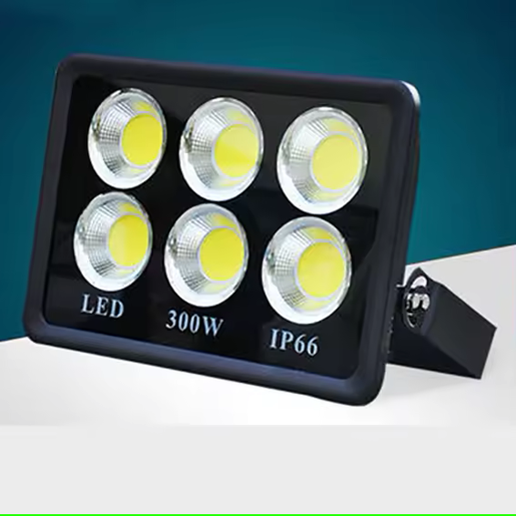Refletor holofote LED Ultra COB preto 300w 6500K branco frio IP66.