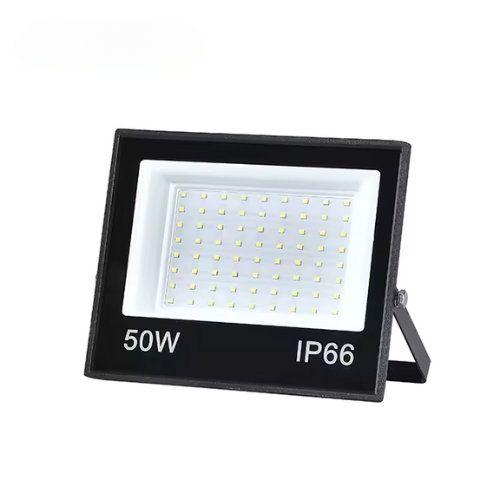 Refletor LED compacto 50W preto 6500K branco frio SMD IP66 bivolt.