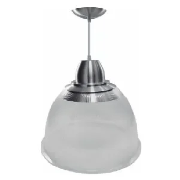 Luminária Industrial prismática 22″ com pendente e canopla cinza E-40.