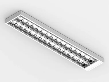 Luminária de sobrepor alto rendimento com aletas parabólicas duplas para 1 lâmpada 9/10W 60cm.