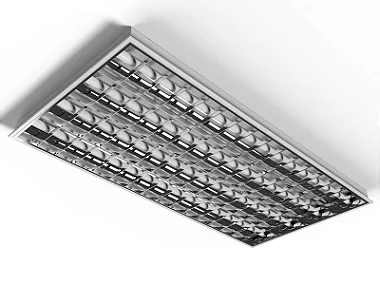 Luminária de embutir alto rendimento com aletas parabólicas duplas para 4 lâmpadas 18/20W 120cm.