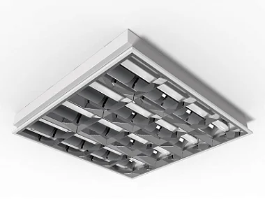 Luminária de embutir alto rendimento com aletas parabólicas duplas para 4 lâmpadas 18/20W 120cm.
