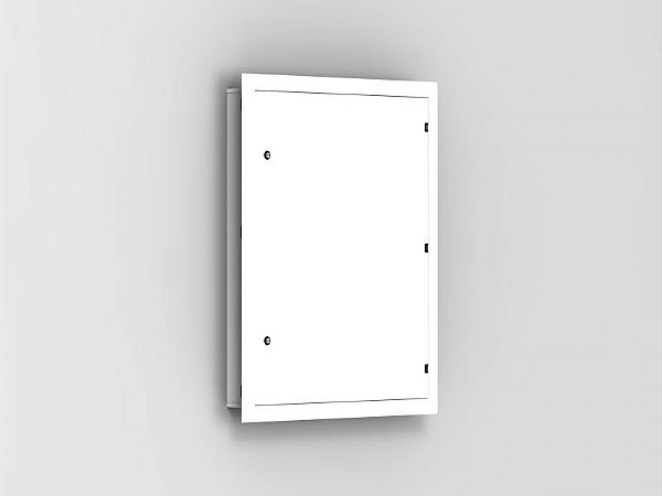Quadro de comando metálico de embutir com placa de montagem 40cm X 40cm.