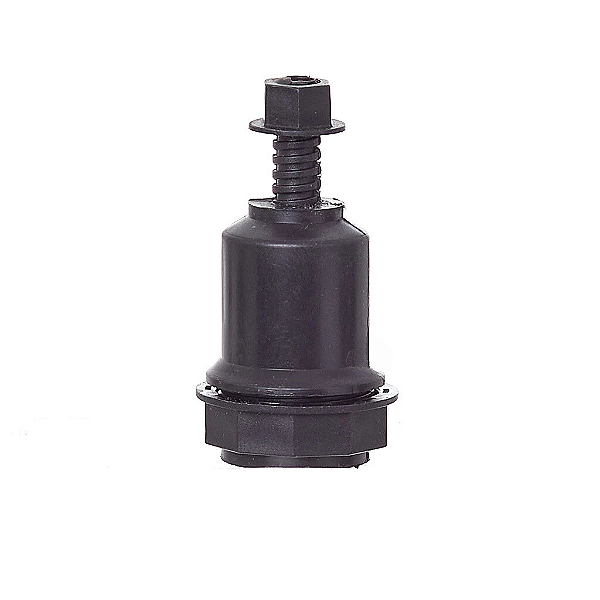 Soquete coluna com niple e porca para Abajur e Camarin plástico preto E27.