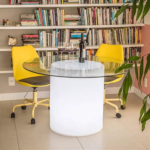 Luminária Coluna Iluminada Ø78x60cm Polietileno Branco.