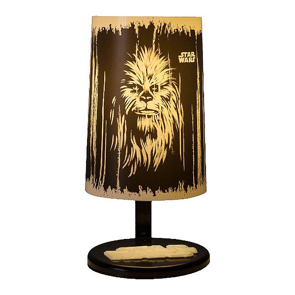 Abajur Pop Star Wars Chewbacca 29,5x14,5x15,5cm Polietileno Preto e Branco.