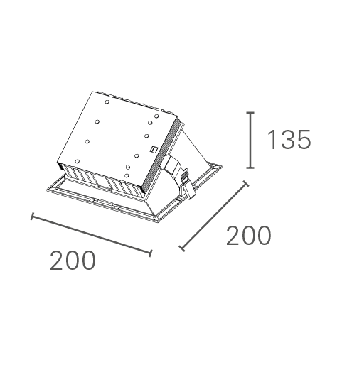 Spot de Embutir LED Dhari Quadrado Angular 80° 4000K 18,3W Bivolt 20x20x13,5cm Alumínio Branco Fosco.