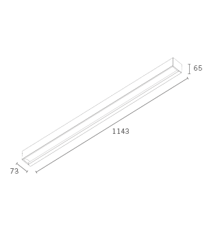 Plafon de Sobrepor LED linear com iluminação assimétrica Wamba Retangular 4000K 36,2W Bivolt 114,3x7,3x6,5cm Corpo Branco Fosco e Refletor Anodizado Acetinado.