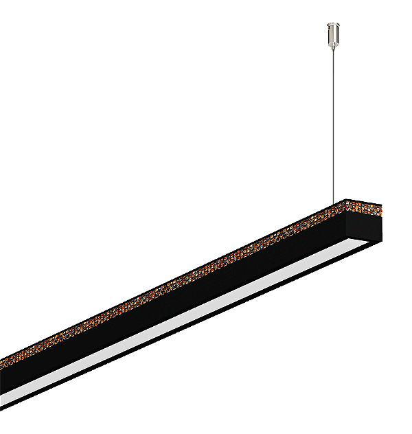 Luminária pendente linear com LED Nichia integrado 5000K 36,1W Bivolt 112,1x4x3,6cm Alumínio Preto Acetinado.