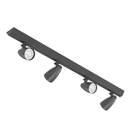 Spot de Sobrepor Ideia Dicroica 4xPAR16 14,0x76,3x12,8cm Alumínio Preto Fosco.