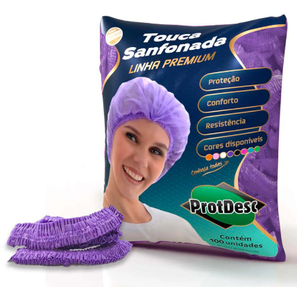 TOUCA SANFONADA PROTDESC LILAS 100UNID