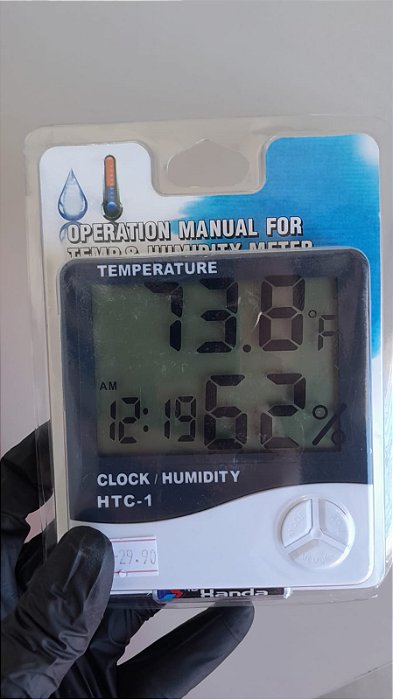 TERMO HIGROMETRO DIGITAL COM RELOGIO COM PILHA