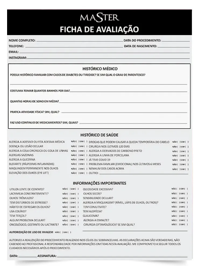 FICHA ANAMNESE CILIOS MASTER