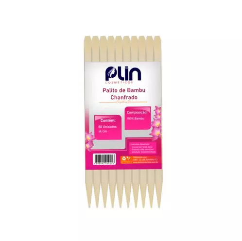 PLIN PALITO DE UNHA DE BAMBU PONTA - CHANFRO  PCT - C/ 50 UNIDADES 14X5CM