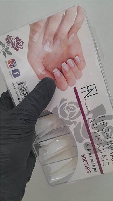 TIPS CAIXA STILETTO ABS 500 UNID FAN NAILS LEITOSA