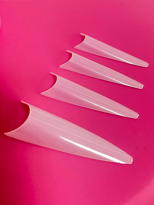 TIPS CAIXA STILETTO ABS 500 UNID FAN NAILS LEITOSA