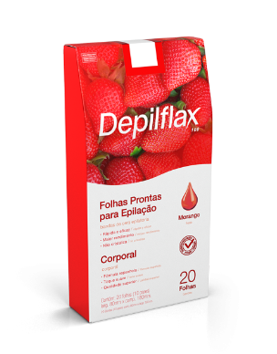 FOLHAS PRONTAS PARA DEPILAÇÃO CORPORAL MORANGO 20 FOLHAS