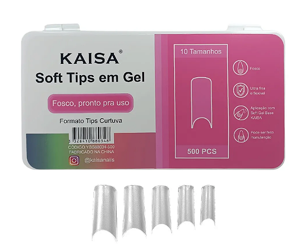 SOFT TIPS  QUADRADA EM GEL CURTUVA 500 PCS KAISA 10 T
