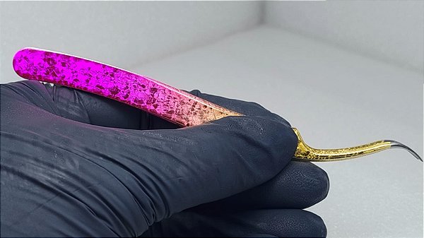 PINÇA CURVA ROSA DOURADO LEEFEN (CURVA EM C DELICADA)