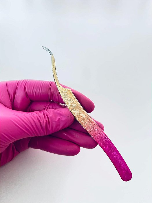 PINÇA CURVA ROSA DOURADO LEEFEN (CURVA EM C DELICADA)
