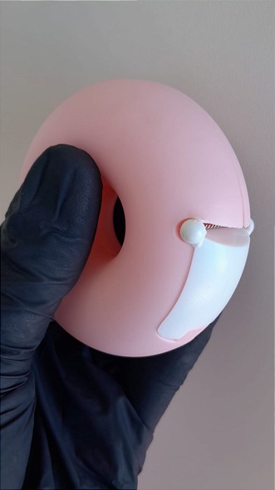 PORTA MICROPORE REDONDO ROSA COM BRANCO