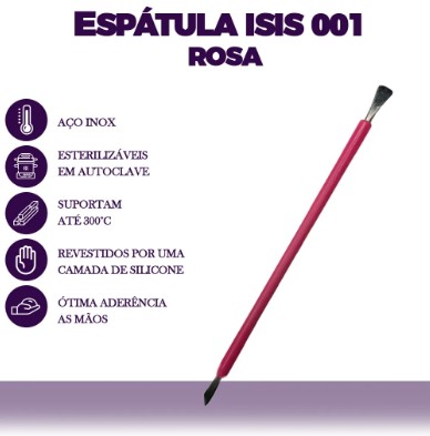 ESPATULA MISTA DE INOX COM SILICONE ROSA ISIS CUTELARIA