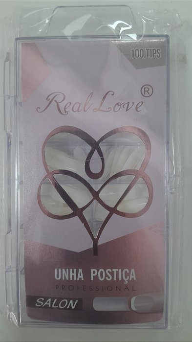 UNHA POSTIÇA NATURAL ALMOND SALON REAL LOVE 100 UNIDADES