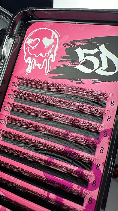 CILIOS CURVATURA D ESPESSURA 0.07 TAM 8MM 5D BAD PINK