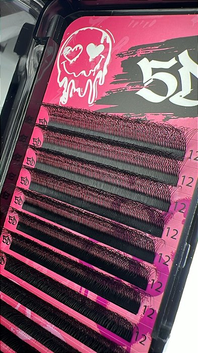 CILIOS CURVATURA D ESPESSURA 0.07 TAM 12MM 5D BAD PINK