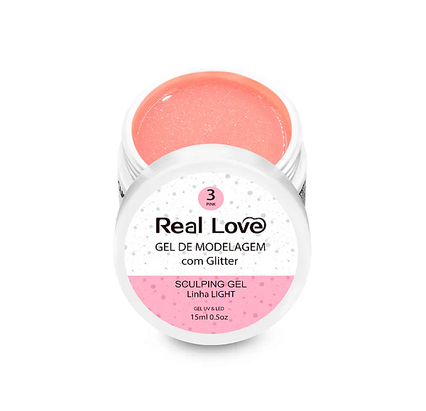 GEL DE MODELAGEM COM GLITTER PINK 03 REAL LOVE - 15ML