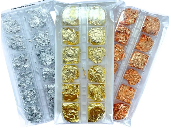 KIT 12 UNIDADES FOLHA DE OURO E PRATA SHOYYI