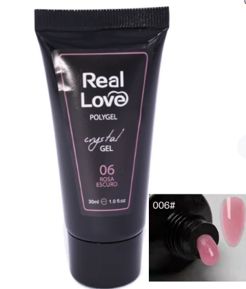 POLYGEL REAL LOVE CRYSTAL GEL 06 ROSA ESCURO 30ML