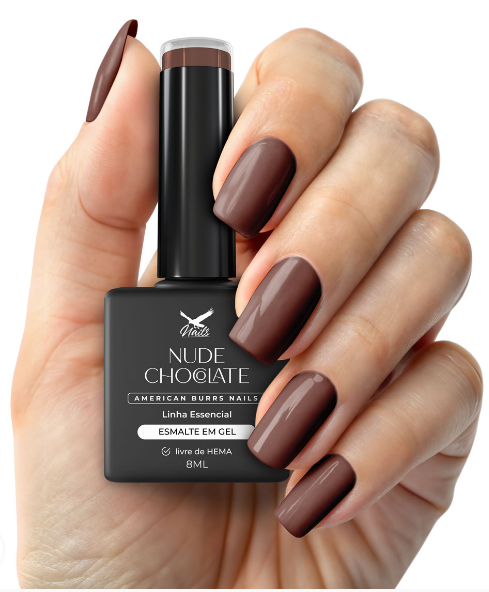 ESMALTE EM GEL NUDE CHOCOLATE LINHA ESSENCIAL 8ML - AMERICAN BURRS NAILS