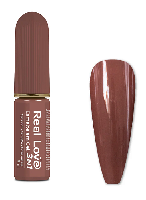 ESMALTE EM GEL Nº040 3 EM 1 BASE/ESMALTE/TOP COAT REAL LOVE 5ML