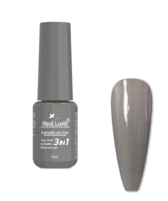 ESMALTE EM GEL Nº028 3 EM 1 BASE/ESMALTE/TOP COAT REAL LOVE 5ML