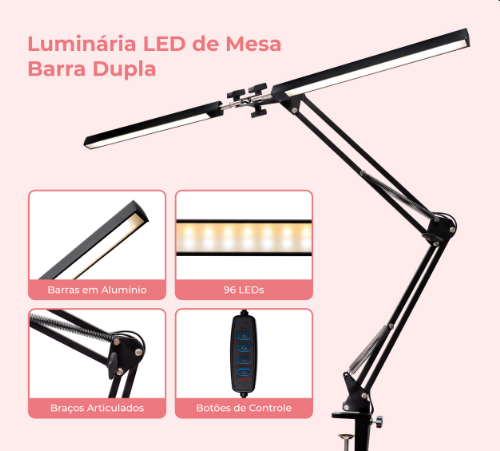 LUMINARIA  DE LED DUPLA KAISA PRETA