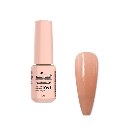 ESMALTE EM GEL Nº08 3 EM 1 BASE/ESMALTE/TOP COAT REAL LOVE 5ML