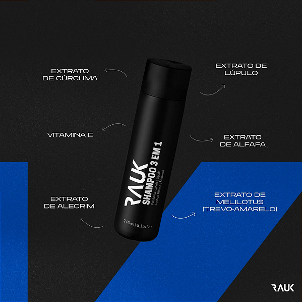 SHAMPOO 3 EM 1 RAUK CRESCIMENTO 240ML MENELA