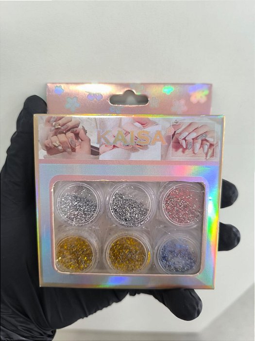 KIT GLITTER  FLOCADO 06 CORES KAISA