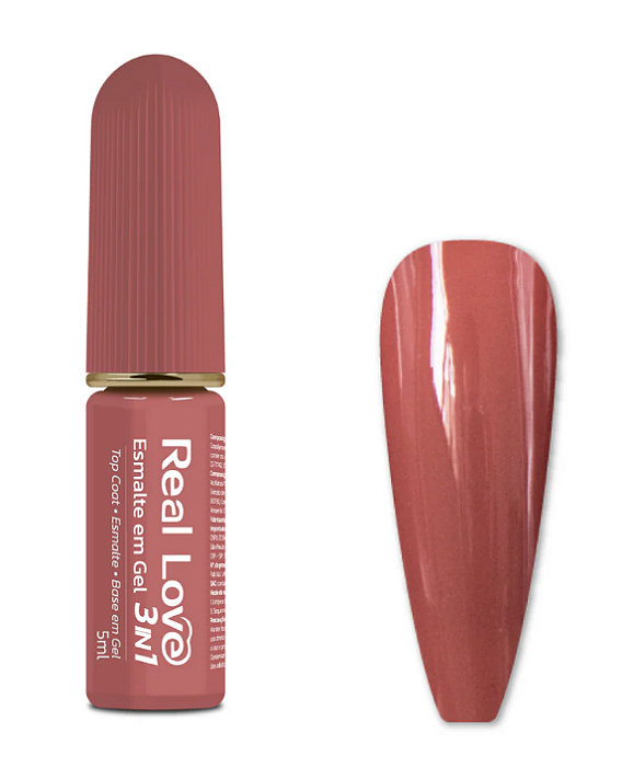 ESMALTE EM GEL Nº 038 3 EM 1 BASE/ESMALTE/TOP COAT REAL LOVE 5ML