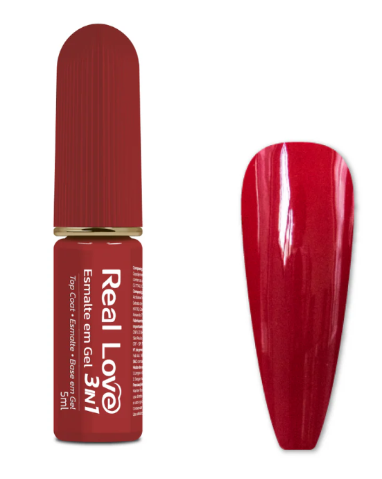 ESMALTE EM GEL Nº 050 3 EM 1 BASE/ESMALTE/TOP COAT REAL LOVE 5ML