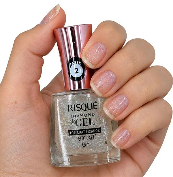 RISQUE DIAMOND GEL TOP COAT FIXADOR EFEITO PAETE 9,5ML