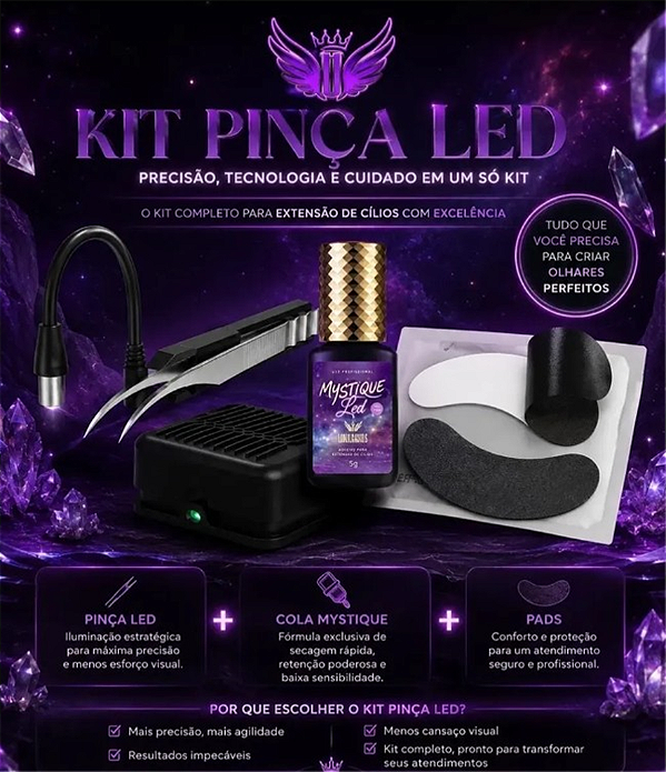 KIT PINCA DE LED / CURA UV SEM FIO COM PEDAL - PRETO