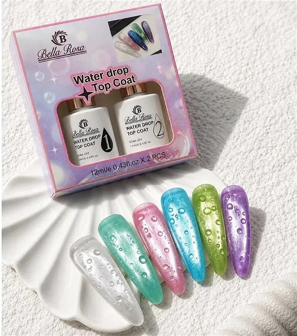 KIT TOP COAT EFEITO GOTA BELLA ROSA 2 UNID
